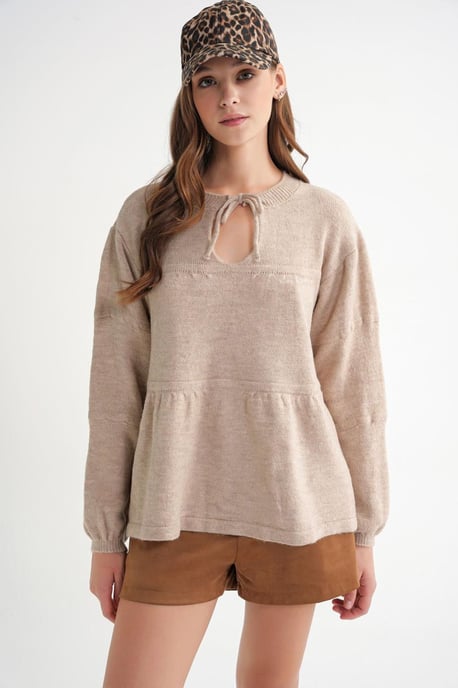 Tie-Detail Loose Knit Sweater - Image 3