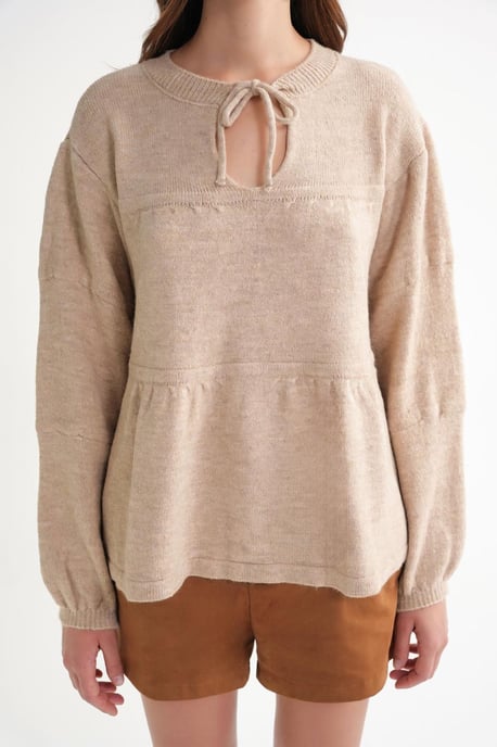 Tie-Detail Loose Knit Sweater - Image 5