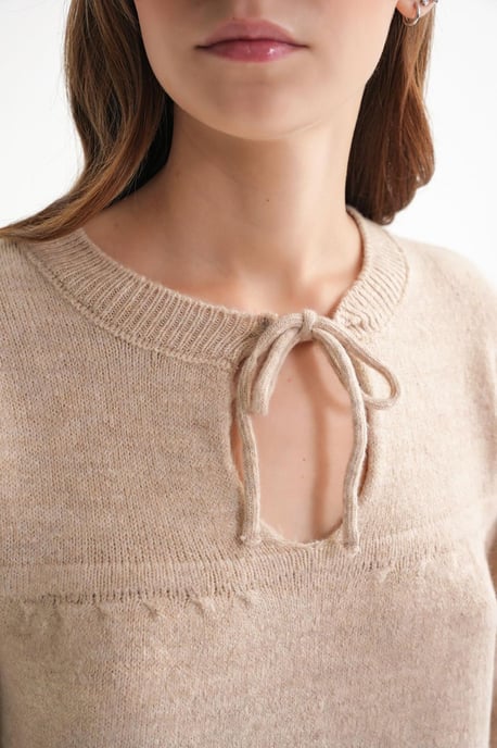 Tie-Detail Loose Knit Sweater - Image 6