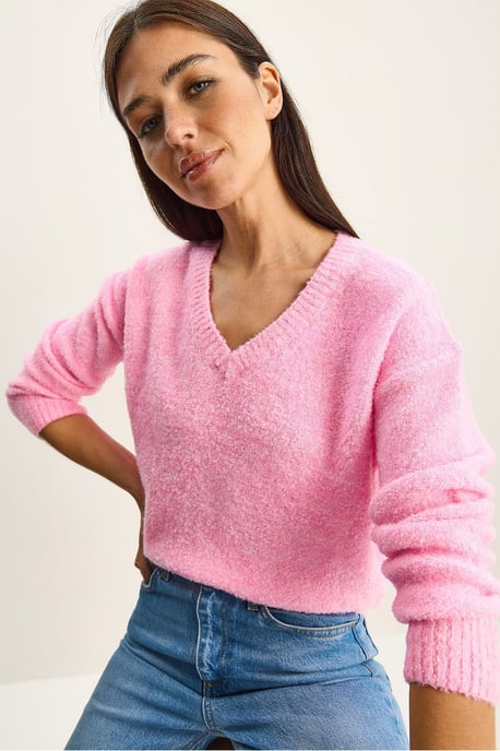 V-Neck Textured Knit Sweater - Image 3