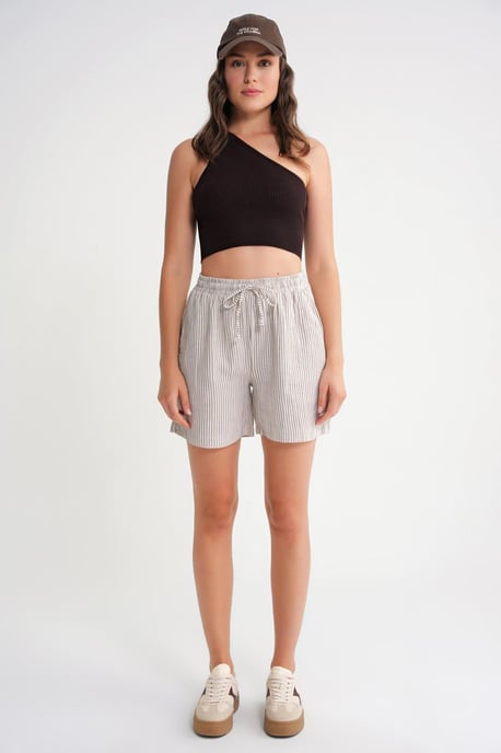 Hoge Taille Gestreepte Wijde Short - Image 2