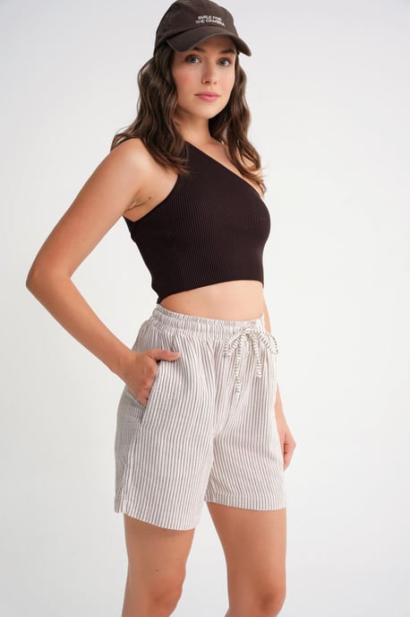 Hoge Taille Gestreepte Wijde Short - Image 4