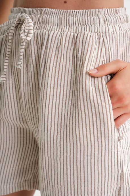 Hoge Taille Gestreepte Wijde Short - Image 6