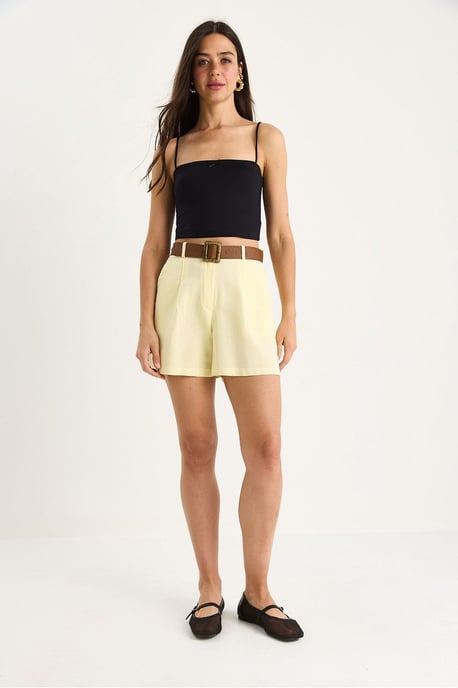 Linnenmix Relaxed Fit Wijde Pantalonshorts met Zakken - Image 2