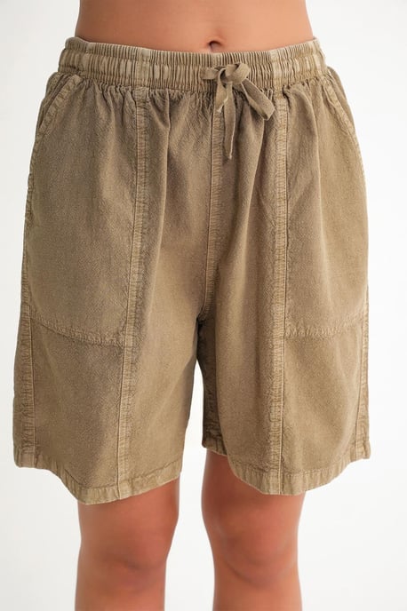 Hoge Taille Katoenen Mini Shorts met Touwtrekkoord - Image 4