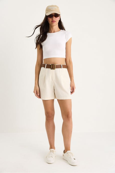 Linnenmix Relaxed Fit Brede Pijpen Shorts met Zakjes - Image 2