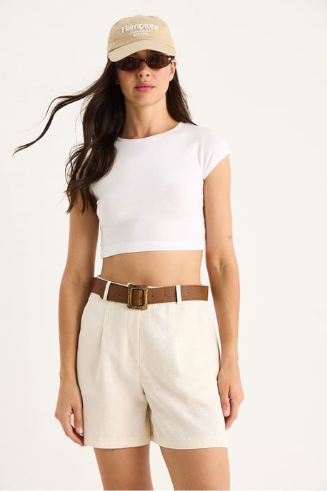 Linnenmix Relaxed Fit Brede Pijpen Shorts met Zakjes - Image 4