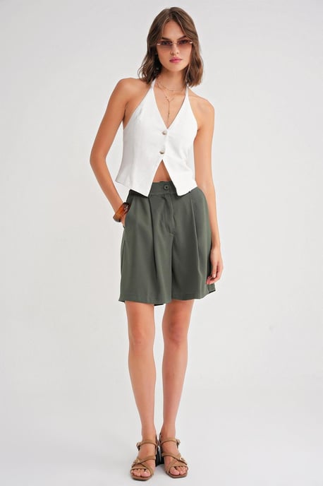 Hoge Taille Knopshorts met Zakjes - Image 1