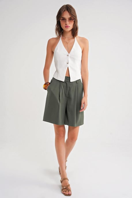 Hoge Taille Knopshorts met Zakjes - Image 3