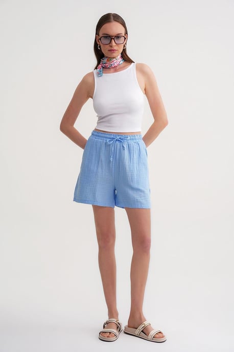 Hoge Taille Textuur Katoenen Shorts - Image 2