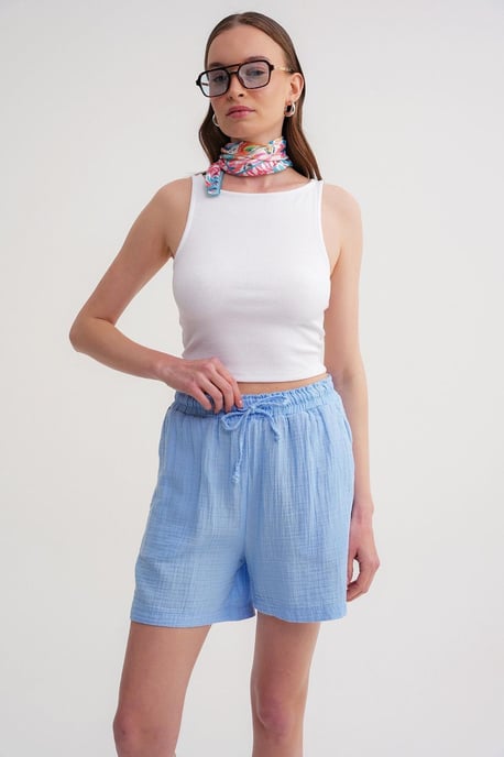 Hoge Taille Textuur Katoenen Shorts - Image 5