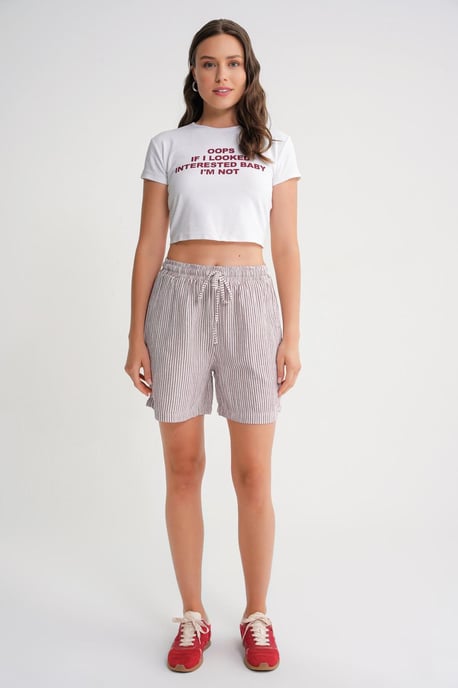 Hoge Taille Gestreepte Wijde Broekshorts - Image 2