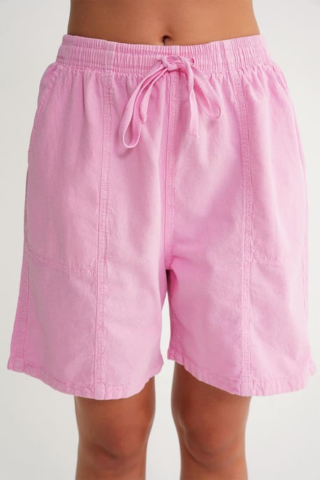 Hoge taille katoenen mini shorts met trekkoord - Image 4