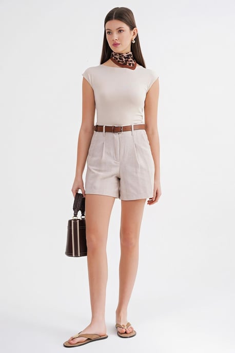 Hoge Taille Shorts met Riemdetail - Image 2