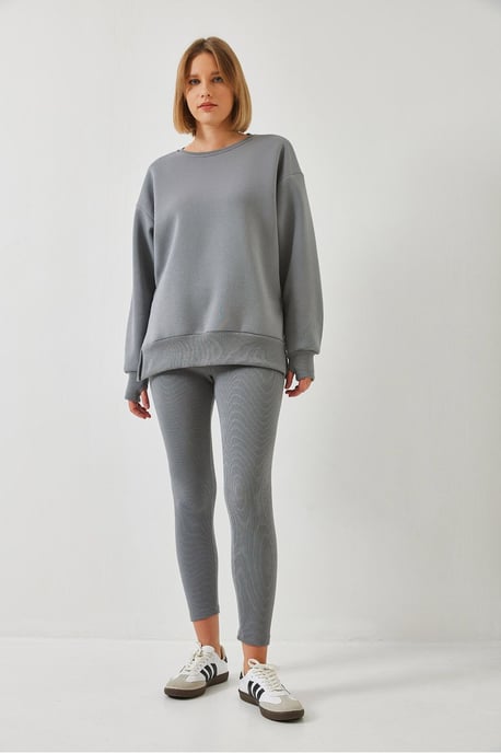 Textured Knit Capri Actieve Set met Ronde Hals - Image 4