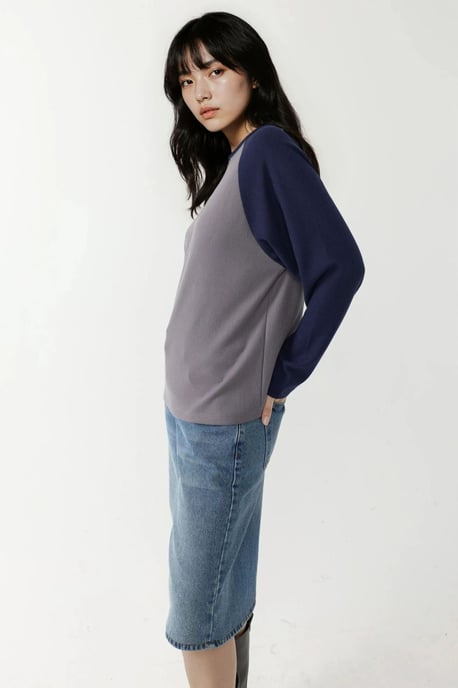 Crew Neck Raglan Långärmad Våfflatopp - Image 2
