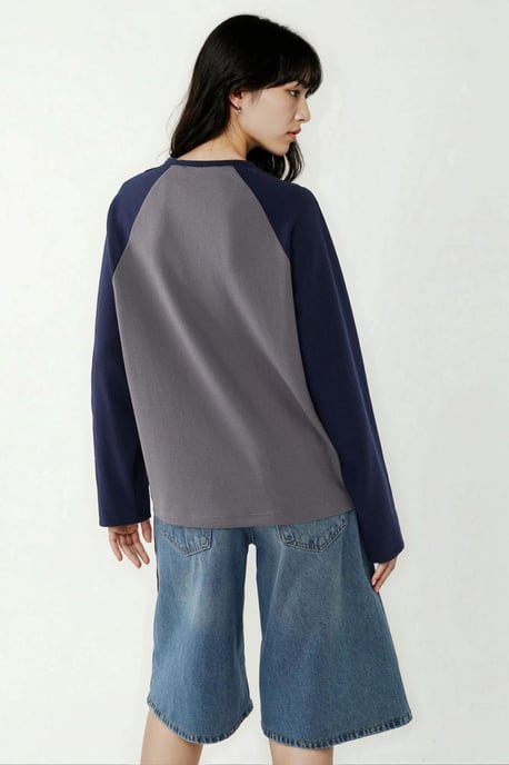 Crew Neck Raglan Långärmad Våfflatopp - Image 3