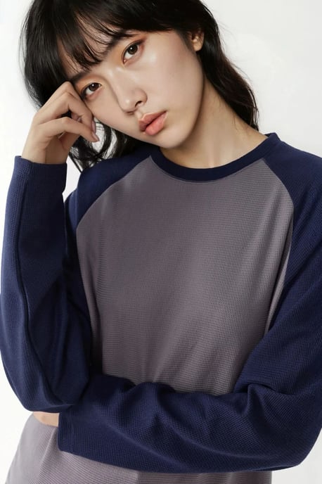 Crew Neck Raglan Långärmad Våfflatopp - Image 4
