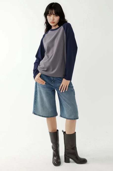 Crew Neck Raglan Långärmad Våfflatopp - Image 5