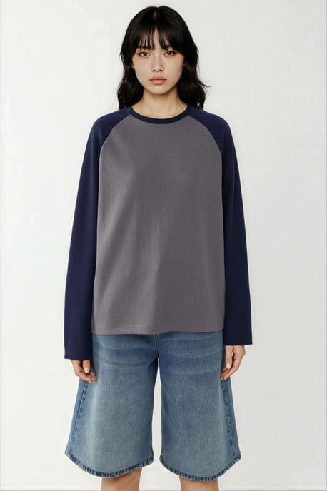 Crew Neck Raglan Långärmad Våfflatopp - Image 6