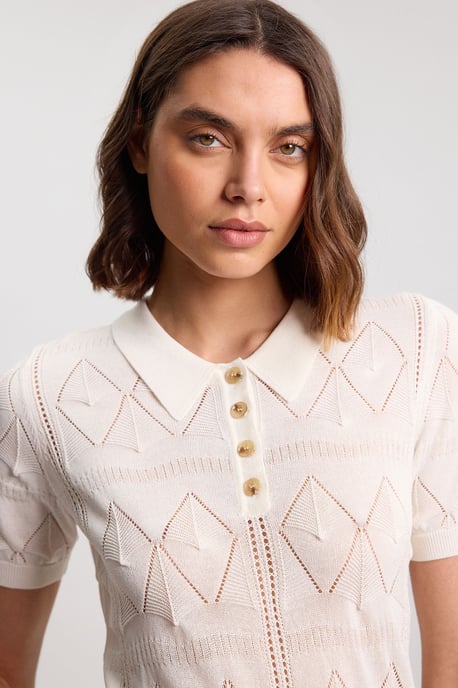 Knitted Argyle Collar Top - Image 2