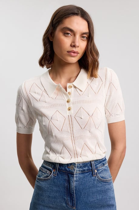Knitted Argyle Collar Top - Image 3