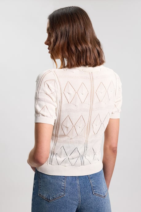 Knitted Argyle Collar Top - Image 4