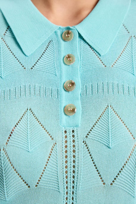 Knitted Argyle Collar Top - Image 2