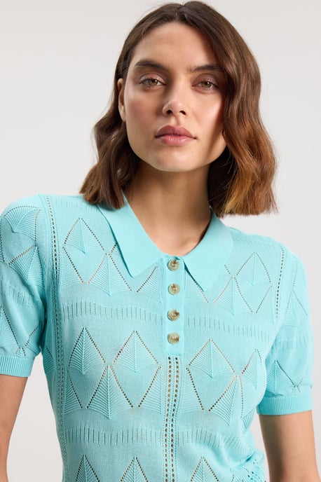 Knitted Argyle Collar Top - Image 3