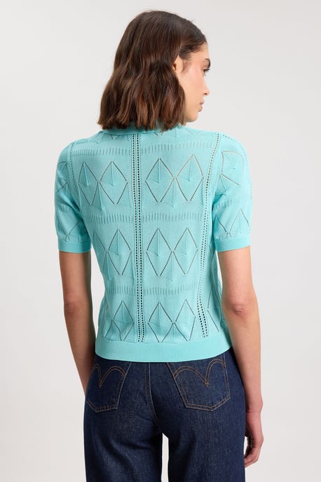 Knitted Argyle Collar Top - Image 4