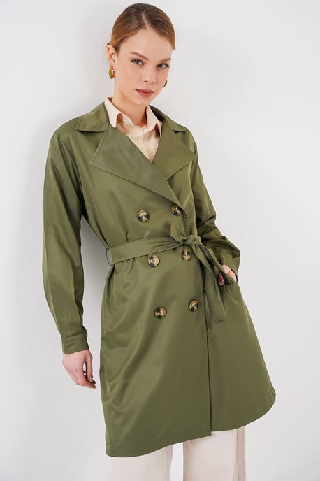 Dubbelbreasted Elastische Trenchcoat - Image 3