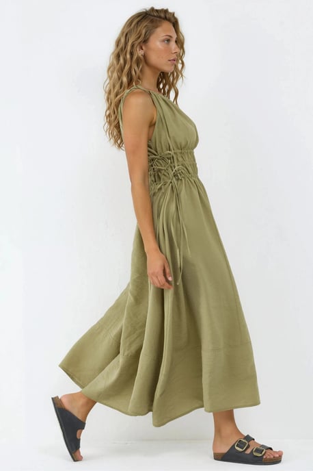 Gerimpelde Strap Midi Jurk - Image 2
