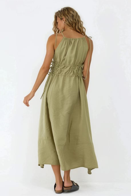 Gerimpelde Strap Midi Jurk - Image 3