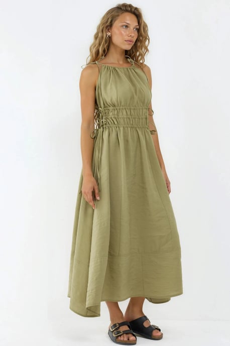 Gerimpelde Strap Midi Jurk - Image 5
