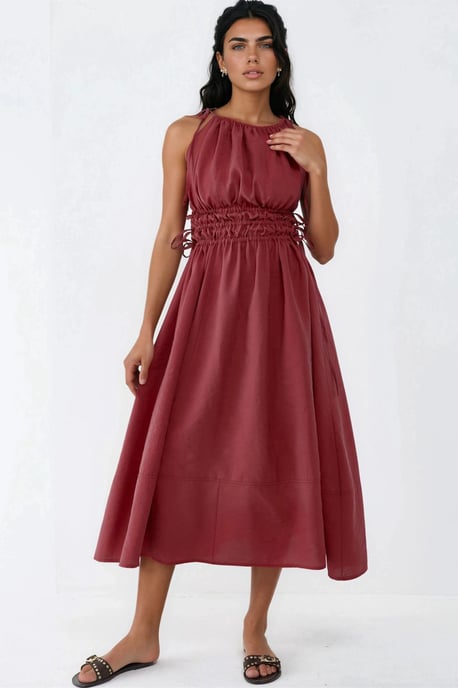 Gerimpeld Strap Midi-jurk - Image 6
