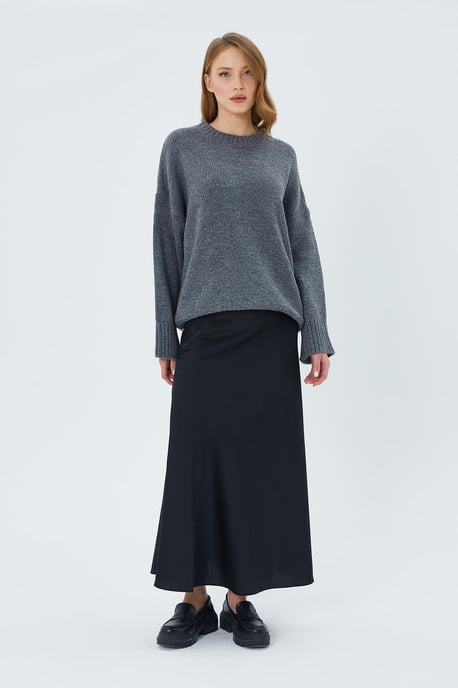 Oversized Geribbelde Breik Pullover met Ronde Hals - Image 2