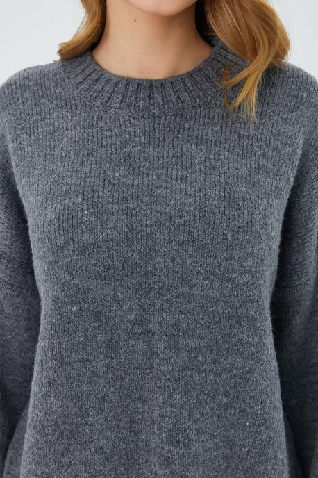 Oversized Geribbelde Breik Pullover met Ronde Hals - Image 3