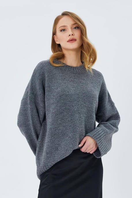 Oversized Geribbelde Breik Pullover met Ronde Hals - Image 5