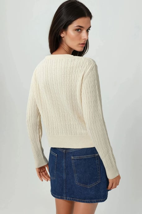 Broderad Tröja med Hårflätningsmönster - Image 3