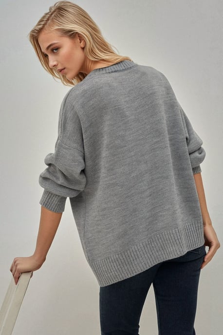 Dikke Gebreide Crew Neck Lange Trui - Image 2