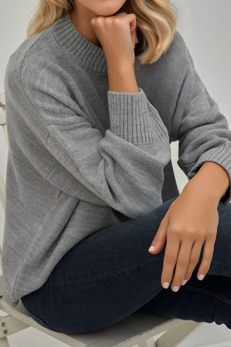 Dikke Gebreide Crew Neck Lange Trui - Image 3