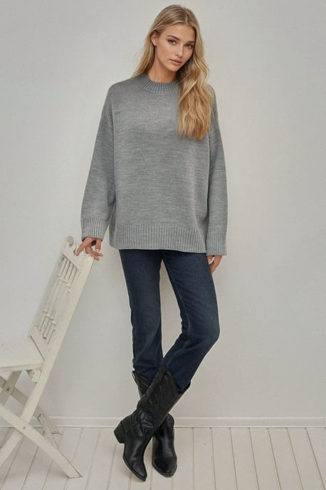 Dikke Gebreide Crew Neck Lange Trui - Image 4