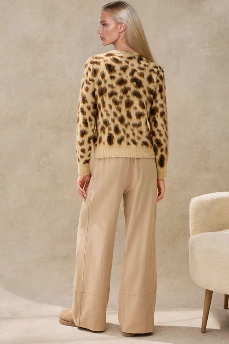 Leopardmönstrad Rundhalsad Tröja - Image 3