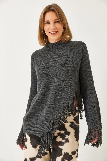 Texturerad Fransen Crew Neck Tröja - Image 2