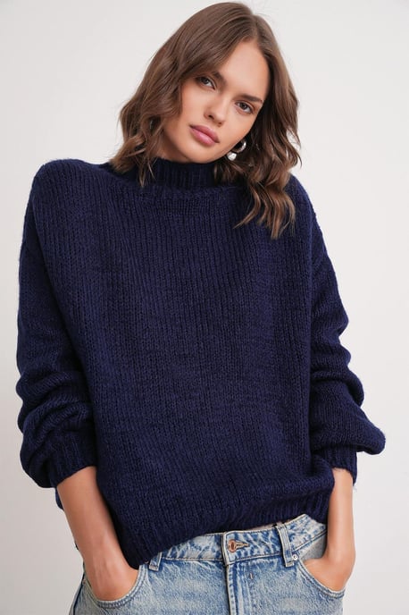 Avslappnad passform crew neck tjockstickad tröja - Image 3