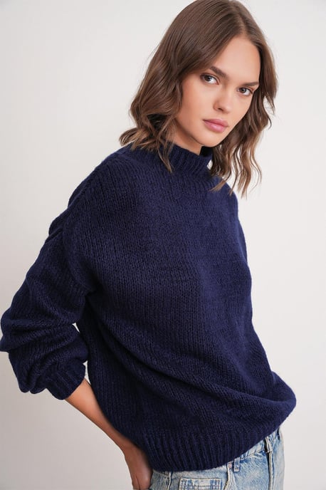 Avslappnad passform crew neck tjockstickad tröja - Image 4