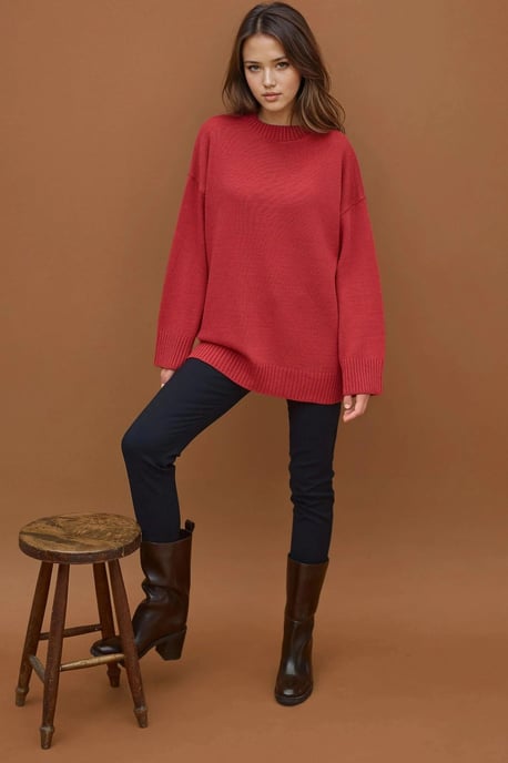 Dikke Gebreide Crew Neck Lange Trui - Image 6