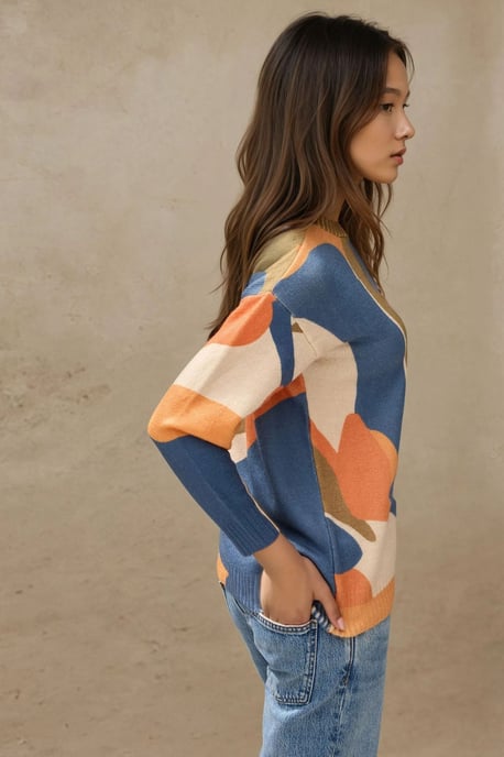 Jacquard Knit Crew Neck Sweater - Image 5