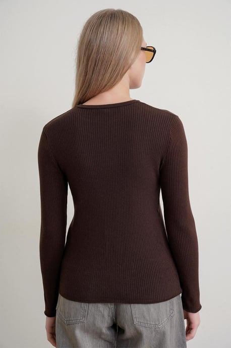 Knappar Detaljerad Crew Neck Tröja - Image 6