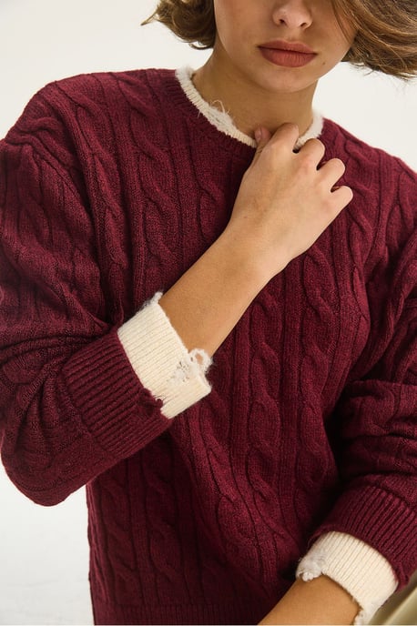 Hair Braid Patterned Sweater - Image 3